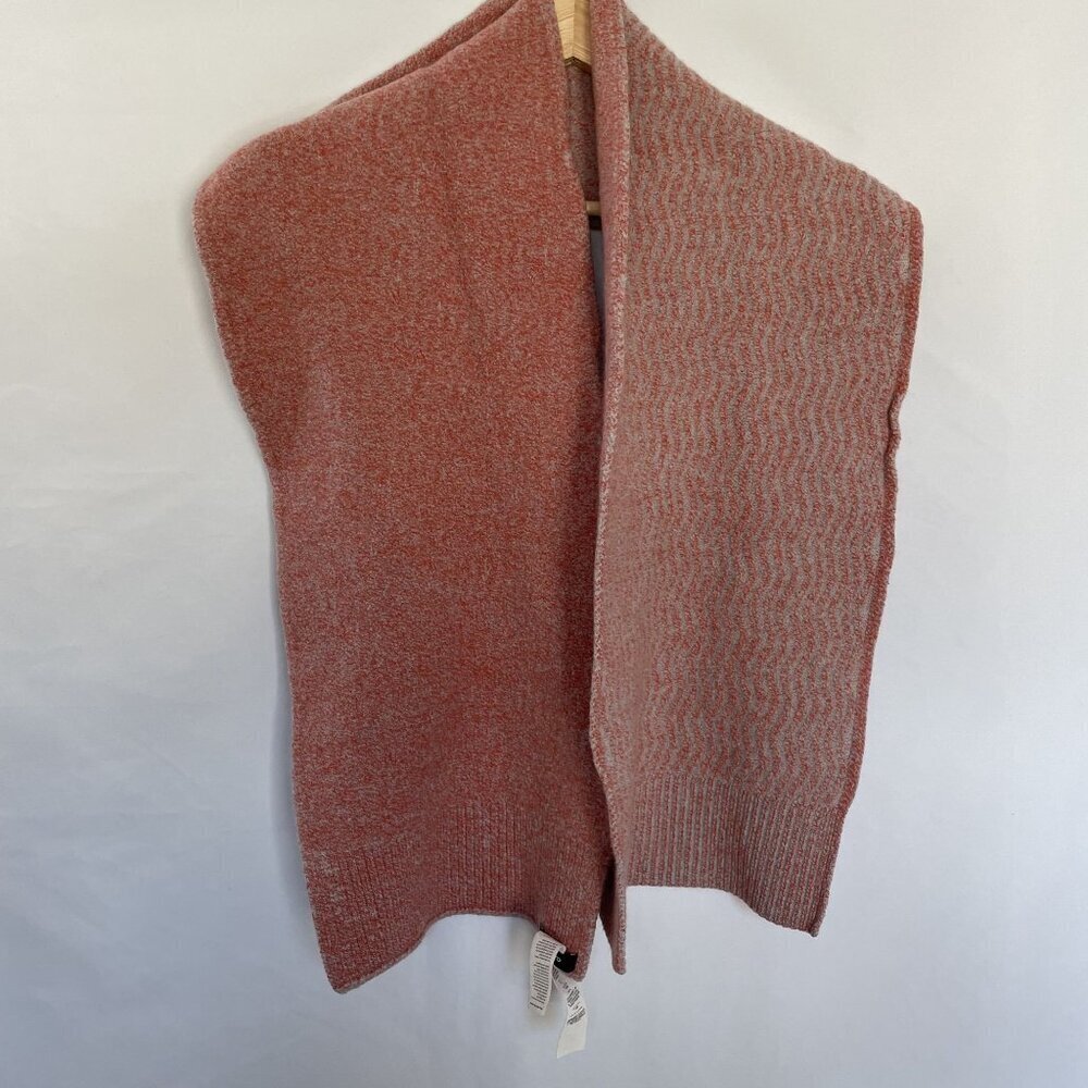 Allbirds‎ Merino Wool Scarf In Rust Red & Gray Wave Pattern comfortable warm